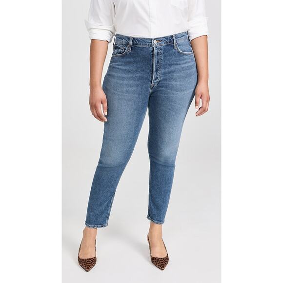 AGOLDE Nico Straight Leg High Rise Slim Denim Jeans size 31 / 10 - Picture 3 of 11